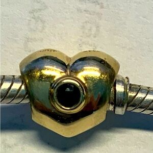Pandora 14k Gold heart with Sapphires